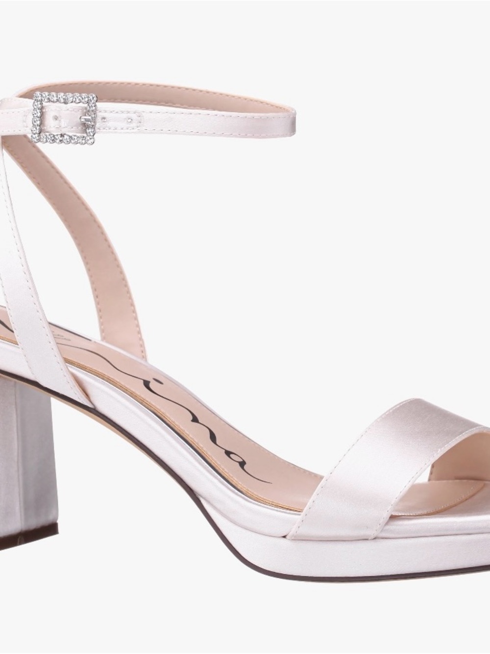 Nina Bergen Ivory Satin Block Heel Platform Sandals